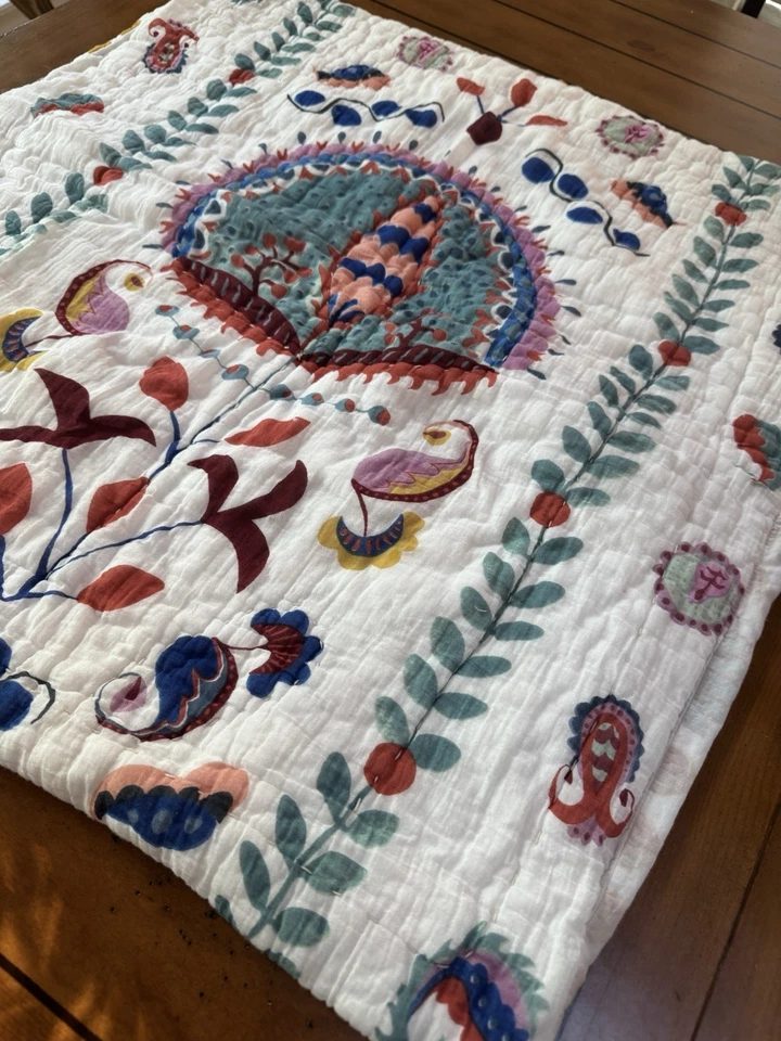 Anthropologie Delissa cotton Printed Floral Embroidered Euro sham 26in (1) - Image 2 of 3