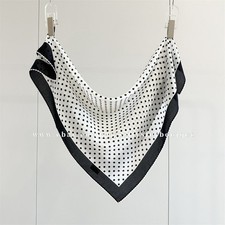 100% Crepe Silk Bandanna Dots Print Lace Trim...