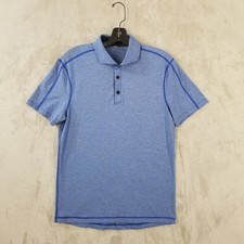 Lululemon Evolution Polo Men M Light Blue Stretch Short Sleeve Tech Performance