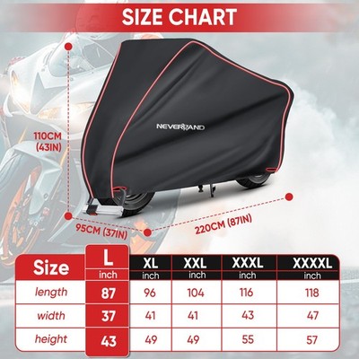 NEVERLAND L-XXXXL Motorrad Abdeckplane Garage Mit Verschlusslöchern Wasserdicht