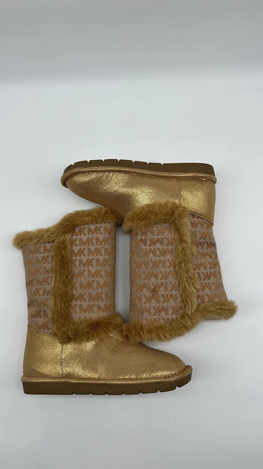 Michael Kors Lettie 2 TAN Niñas Botas de Piel Sintética Dorado Talla 2 EE. UU. Nuevas Foto 2 de 4