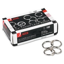 ACCO Loose Leaf Binder Rings, 3/4", Silver, 100 Rings/Box 72201