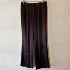 Escada 100 Silk Satin Pants Brown Wide Leg Tailored EU 40 Germany