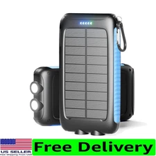 Versatile 20000mAh Solar Power Bank – Charge 3 Devices, Waterproof & Lightweight