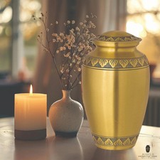 Beautiful Gold Cremation Urn for Ashes - Adult Brass Funeral Memorial Urn