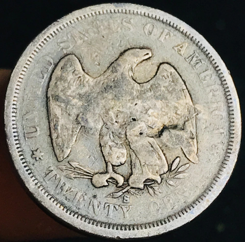 1875 S Twenty Cent Piece 20C Ungraded Counterstamped 90% Silver US Coin CS28310 - Image 4 of 4