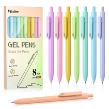 Vitoler Pens, 8 pcs Cute Color Gel 0.5mm Black Ink 8 Pack, A