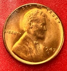 1947-S Lincoln Wheat Cent Penny GEM RD BU From an Original Bank Roll