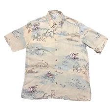 Citron Silk Fukure Art To Wear Asian Floral Shirt Size Small Fits Bigger