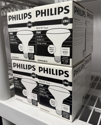 Lot of 8 - LED Indoor Reflector - Philips 65W/9W 9BR30/LED/827/DIM 120V