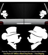 Minnie  Mickey Mouse Two 5" White Vinyl Decals Window Vehicle Any Flat Surface