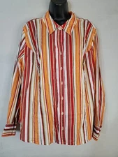 Vintage Venezia Button Up Shirt Women's Size 22/24 Multicolor Stripe  Retro Look