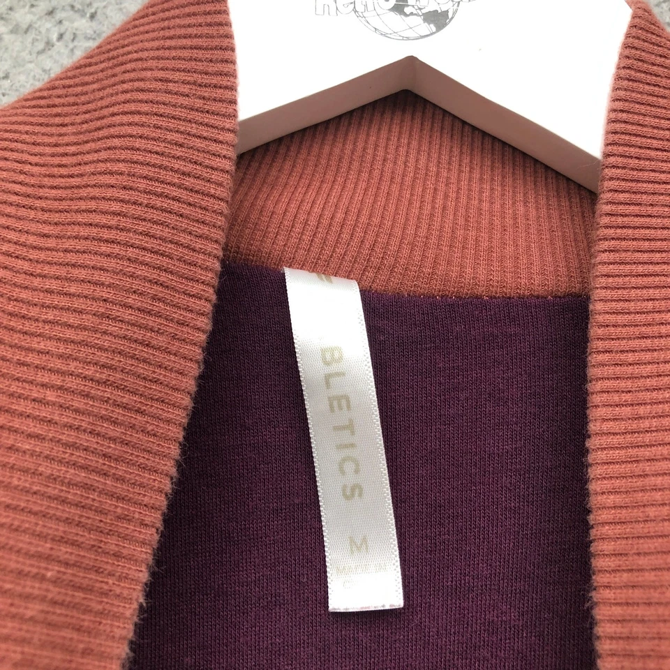 Fabletics Sherpa 1/2 Zip Pullover Sweatshirt Cropped Womens Medium Orange Purple - Image 3 of 4