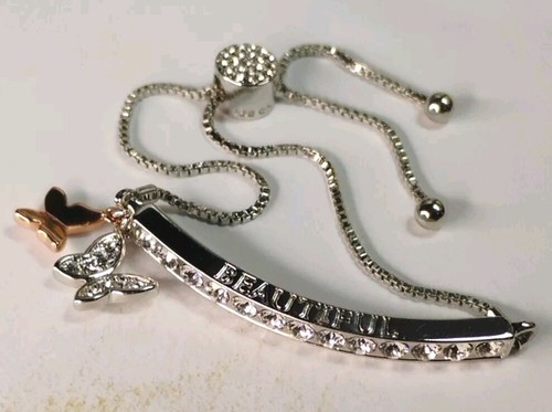 "Beautiful" IBB CN Silver Plated BUTTERFLY w/Swarovski Elements Bracelet!