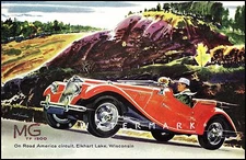 MG TF 1500 Sports Racing Elkhart Lake Wisconsin Vintage Poster Print Car Races