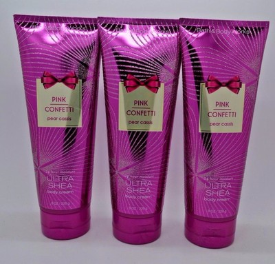 Bath & Body Works Pink Confetti Pear Cassis Body Cream S/ 3 Full Size #299