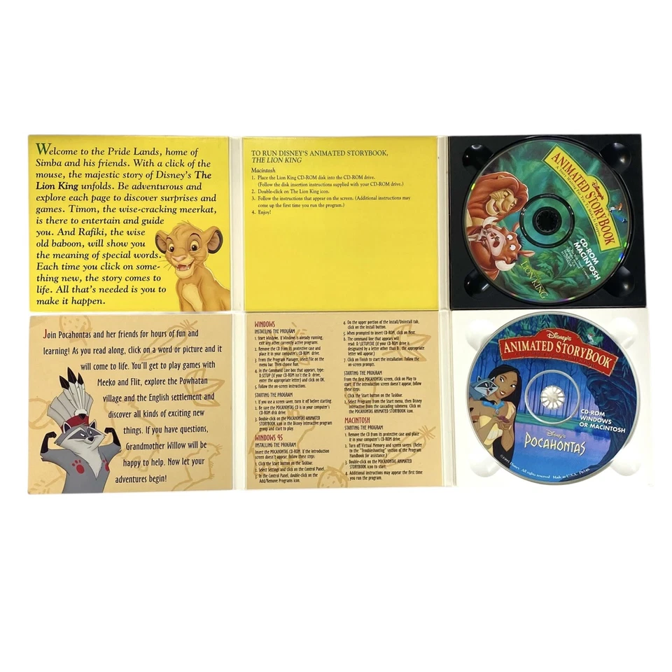 The Lion King Pocahontas Animated Storybook Disney Interactive CD Rom Windows - Image 3 of 3