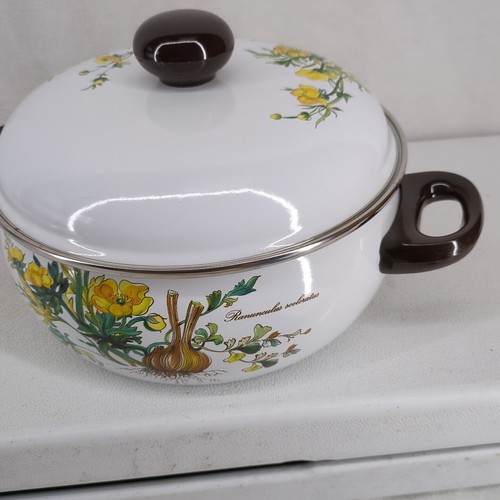 Villeroy & Boch Botanica Enameled Metal Cooking Pot w/ Lid Yellow Floral 5 Qt EC - Picture 8 of 20