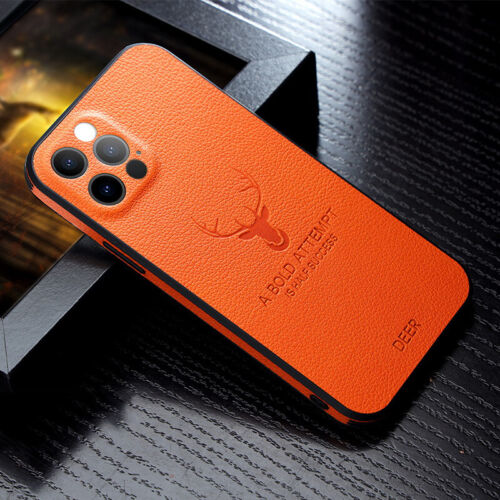 For iPhone 16 15 14 Pro Max 12 11 13 X Elk Deer Leather Silicone Soft Case Cover - Picture 14 of 18