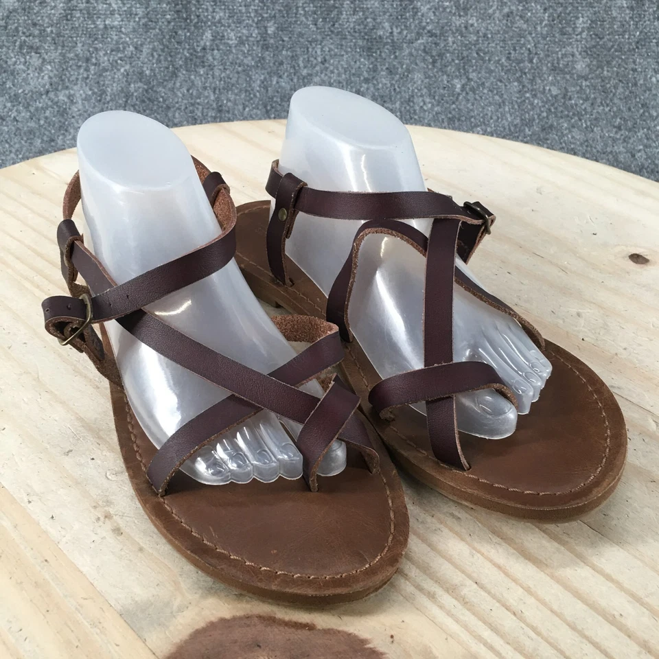 Босоножки женские Mossimo Supply Co с ремешками 6,5 коричневые с петлей на носке плоские - Изображение 3 из 4