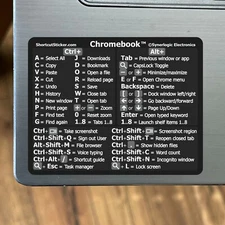 Synerlogic Chromebook Keyboard Reference Guide Shortcut Sticker - Black Vinyl