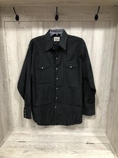 Ely Cattleman Pearl Snap Shirt Mens Black 16 1/2 - 34 Long Sleeve Western Cowboy