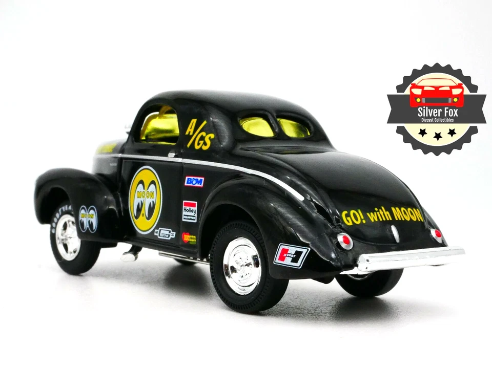1941 WILLYS COUPE GASSER MOONEYES МАСШТАБ 1:64 ЛИТАЯ МОДЕЛЬ ДИОРАМЫ COLLTOR ЧЕРНАЯ - Изображение 2 из 4