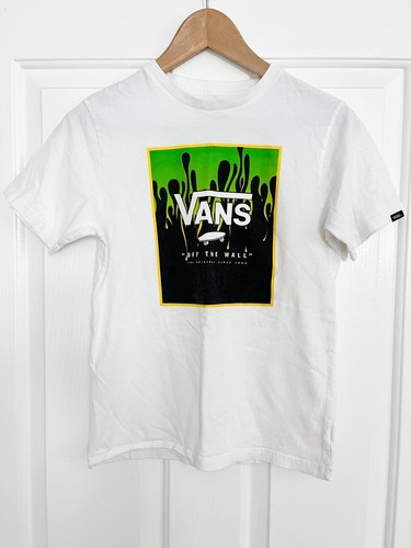 Vans Youth Kids Boys Skater Skateboard White Flame Graphic T-Shirt Medium 10-12