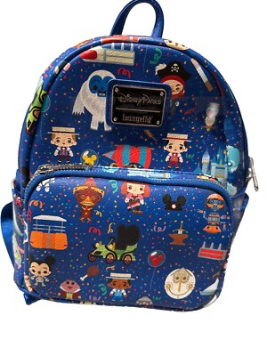 DISNEY PARKS LIMITED EDITION LOUNGEFLY MINI BACKPACK MAGIC KINGDOM RIDES  *RARE*