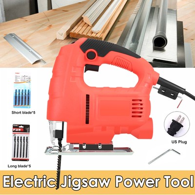 710W 6-Speed Adjustable Electric Jigsaw Jig Saw Woodworking Tool 110V +10 Blades