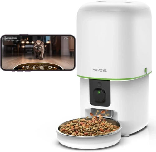 Automatic Dog/Cat Feeder - 16 Cup/136oz - 5G WiFi - 1080 HD Video - White NIB