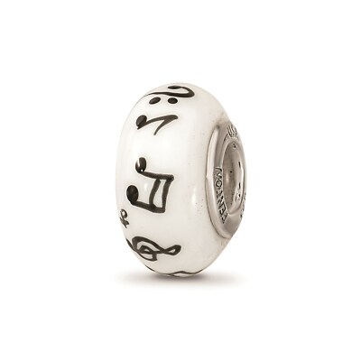 Reflection Beads Sterling Silver Hand Painted Music Notes Fenton Glass Bead