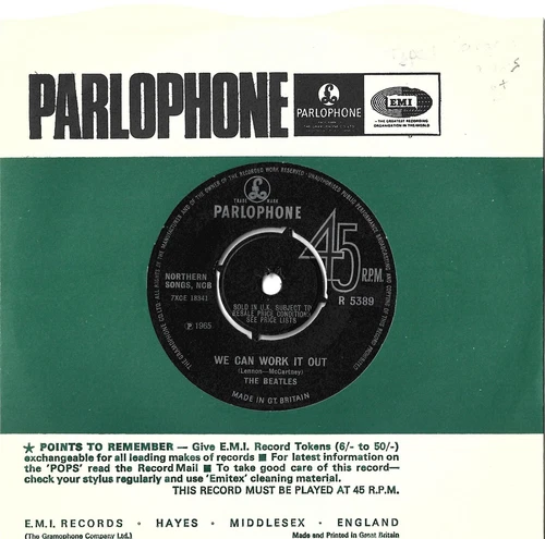 BEATLES 7" 45 We Can Work it Out/Day Tripper 1965 UK Lennon MCCARTNEY