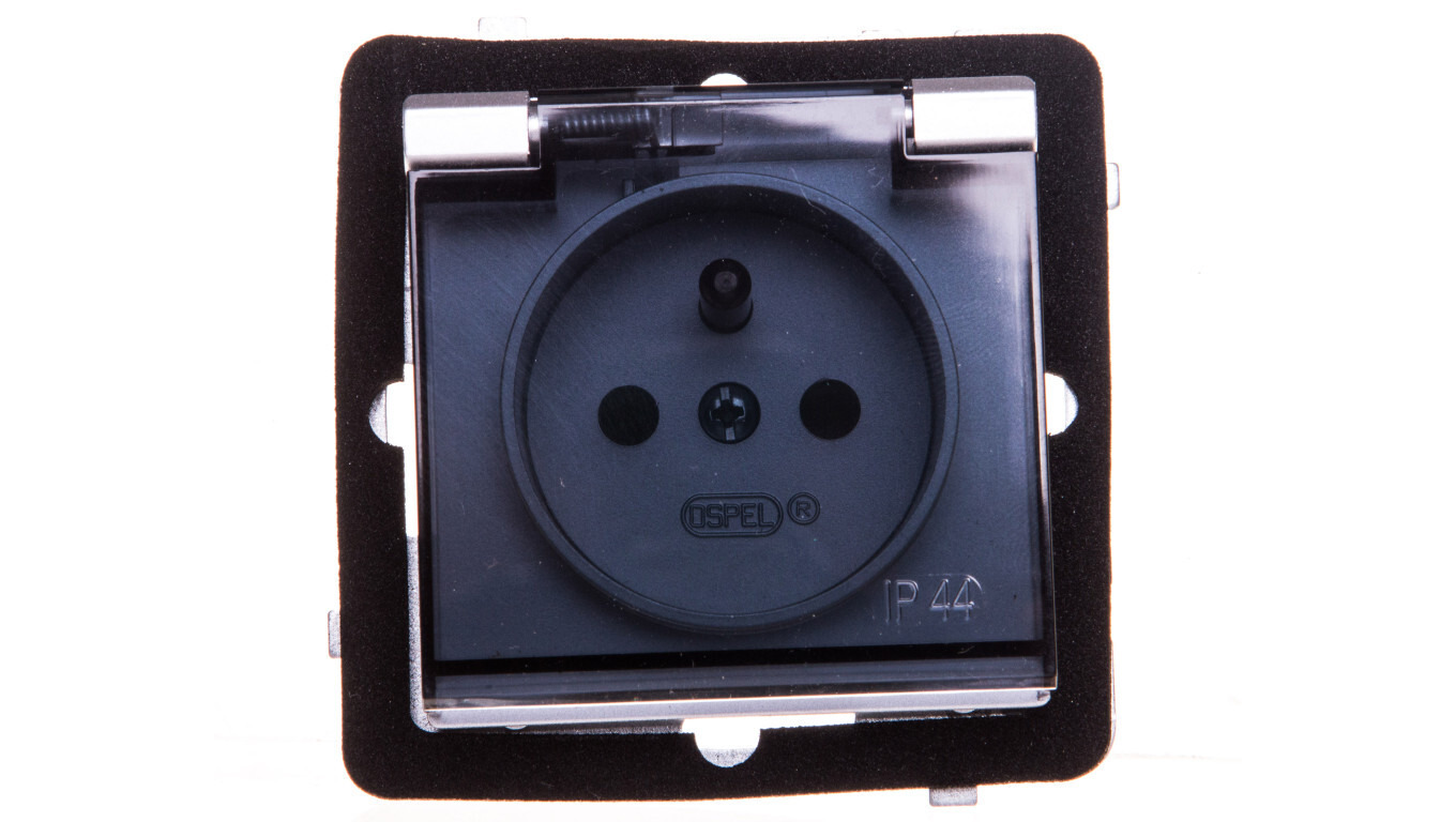SONATA Splash-proof socket w/u IP44 with shutters, transparent cover, mat /T2UK