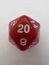 Koplow D20 Fire Red & White Dungeons & Dragons Die Magic The Gathering