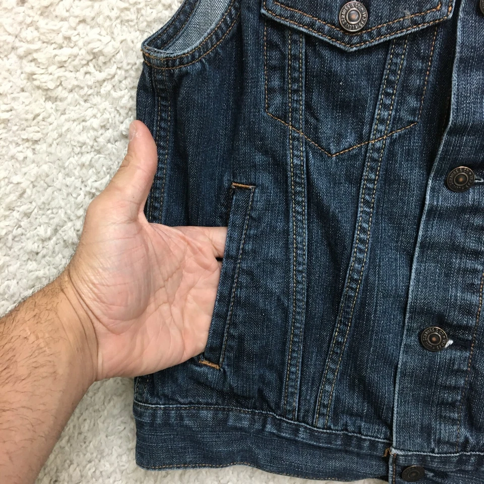 Chaleco Chaqueta Levis Mediana Juvenil 10-12 Azul Denim Sin Mangas Jeans Camionero Niñas M Foto 4 de 4