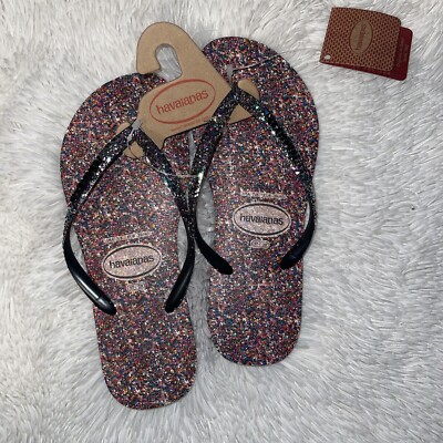 Havaianas Slim Glitter Flip Flops Shoes Sz