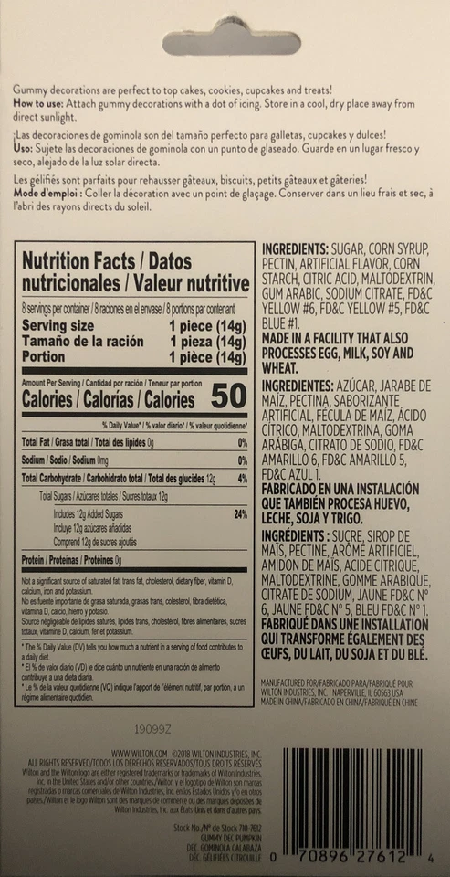 Pumpkin Jack O'Lantern Gummy Decorations 1 ea 8 Ct Wilton Halloween-See Below - Image 4 of 4