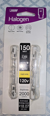 FEIT ELECTRIC HALOGEN, 2 T3 R7 BULBS 150W 120V BRIGHT WHITE DIMMABLE ...