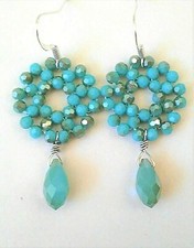 Handmade Aqua Blue Luster Drop Earrings