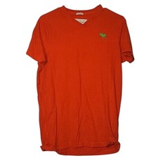 VINTAGE Abercrombie  Fitch Mens Orange T-Shirt XL 100 Cotton Green Moose Logo