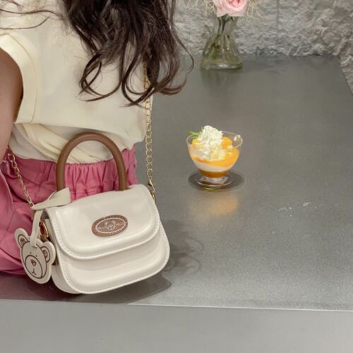 Solid Color Kids Handbag Mini PU Leather Tote Bags Crossbody Bag - Picture 1 of 13
