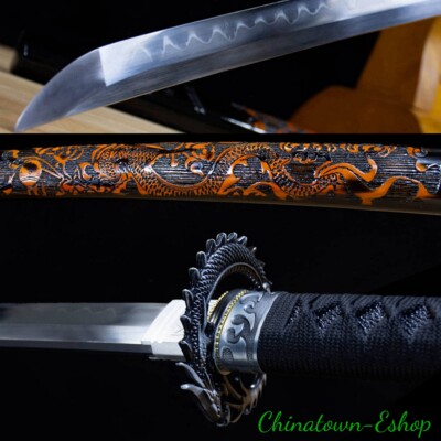 Japan Samurai Practical Sword 1095 High Carbon Steel Clay Tempered Katana #1978