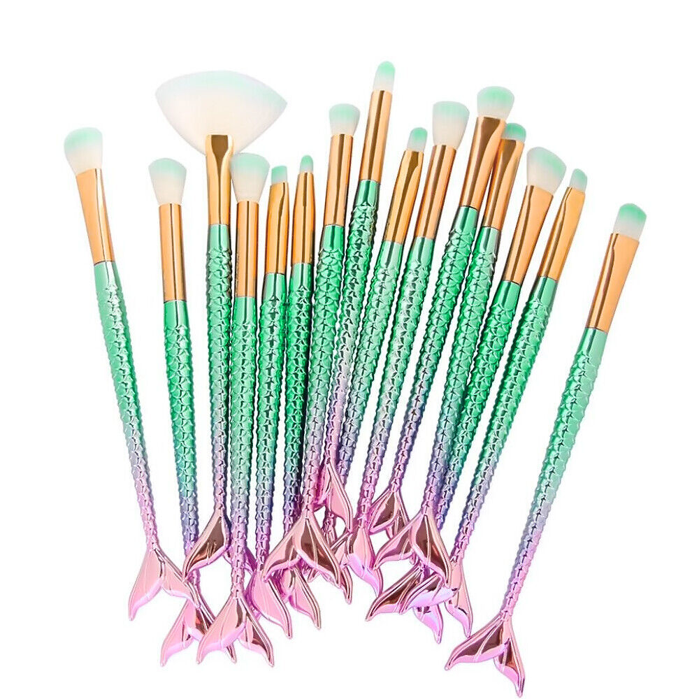 10pcs Mermaid Makeup Attention brand Brushes Kit Max 89% OFF Br Lip Concealer Fan Foundation