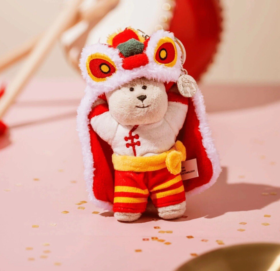 Starbucks Singapore Prosperity Lion Dance Bearista Plush Keychain
