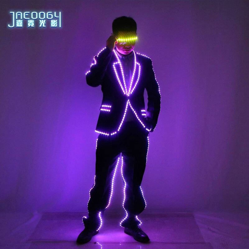 Led Luminous Colorful Costume Clothes Glowing Party Suits Tops Pants Glasses - Image 2 of 4