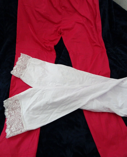 2 pairs leggings 3 XL PINK LEGGINGS & 3 XL futora WHITE lace edge leggings new - Picture 3 of 9