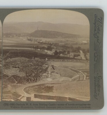 Outlook NE from Stirling Castle to Wallace Monument Scotland Stereoview