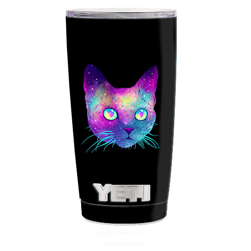 Skin Decal for Yeti 20 oz Rambler Tumbler Cup Colorful Galaxy Space Cat