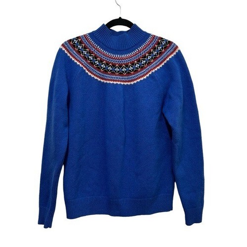 Suéter JW Anderson X Uniqlo M Fair Isle Azul 100% Lana Cuello Simulado Unisex